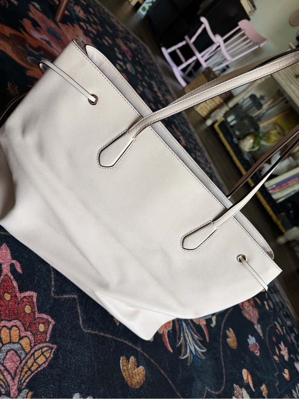 Kate Spade Blush Pink Large Leather Tote with Contrast Trim - Picture 5 of 5